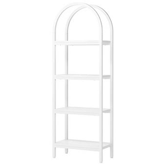 Industrial 4 Shelf Bookcase with Open Display Shelves and Metal Frame
