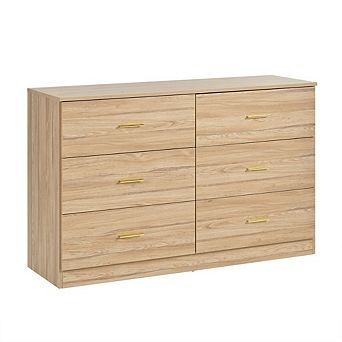 Pnronnc Modern 6 Drawer Dresser 2 Column Storage Chest Durable Cabinet