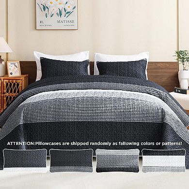 Striped Patchwork Bedspread, Soft, Suitable for All Seasons