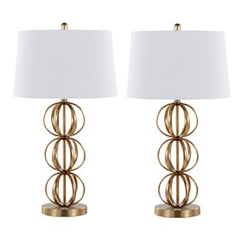 Loheer Contemporary Metal Table Lamp with Linen Shade Set of 2