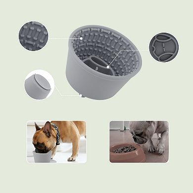 Silicone Dog Lick Bowl with Brush Scraper Non-Slip Base Set 3Pcs 4.7"x6.1"x3.9"
