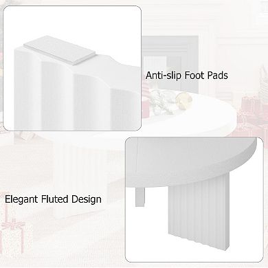 33.4" Small Round Coffee Table, Circle Center Table with Fluted Legs, Accent Cocktail Tables