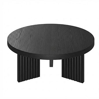33.4" Small Round Coffee Table, Circle Center Table with Fluted Legs, Accent Cocktail Tables
