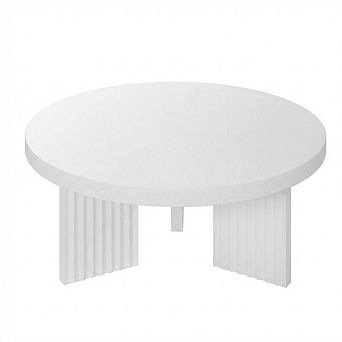 33.4" Small Round Coffee Table, Circle Center Table with Fluted Legs, Accent Cocktail Tables