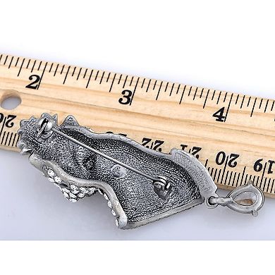 Dazzle Clear Crystal Rhinestone Element Leopard King Crown Pin Brooch
