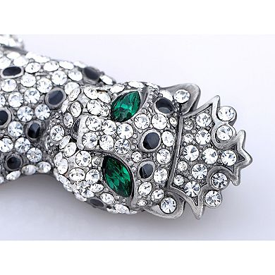Dazzle Clear Crystal Rhinestone Element Leopard King Crown Pin Brooch