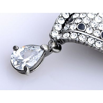 Dazzle Clear Crystal Rhinestone Element Leopard King Crown Pin Brooch