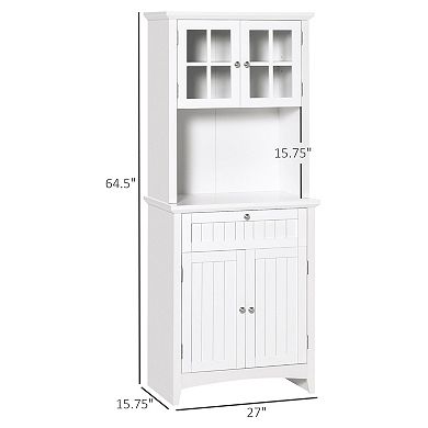 Freestanding Kitchen Storage Cabinet with Drawer, Doors and Adjustable Shelf
