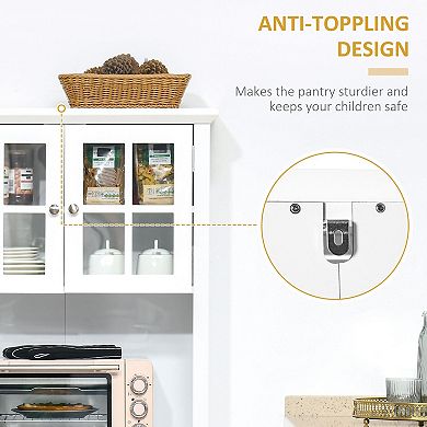 Freestanding Kitchen Storage Cabinet with Drawer, Doors and Adjustable Shelf