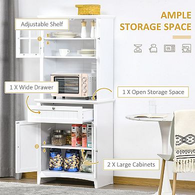 Freestanding Kitchen Storage Cabinet with Drawer, Doors and Adjustable Shelf