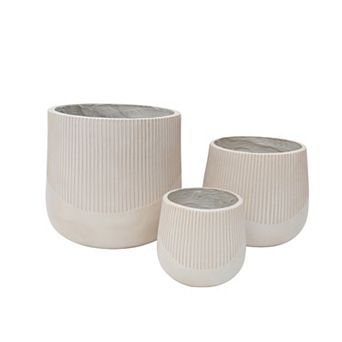KWPZQEB Modern Large Outdoor Indoor Round Magnesium Oxide Planter Set of 3 with Drainage Holes