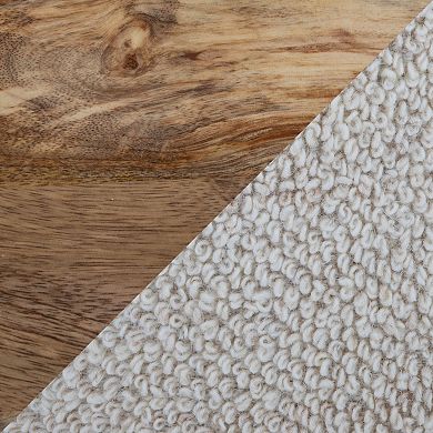 Loheer Handwoven Wool Storage Ottoman with Mango Wood Top