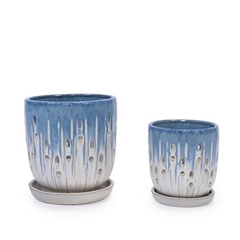 KWPZQEB 2 pc Handmade Gradient Ceramic Planter with Breathable Holes