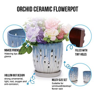 KWPZQEB 2PCS Handmade Gradient Ceramic Planter with Breathable Holes