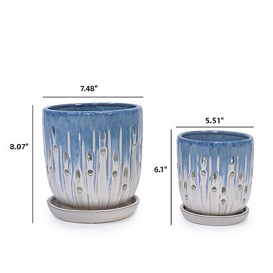 KWPZQEB 2PCS Handmade Gradient Ceramic Planter with Breathable Holes