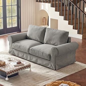 Farmhouse 81.5" Oversized Cloud Loveseat Sofa With Washable Slipcover, Deep Seat