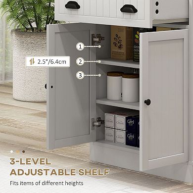 Kitchen Hutch Cabinet with Microwave Shelf, Drawer and Adjustable Shelf