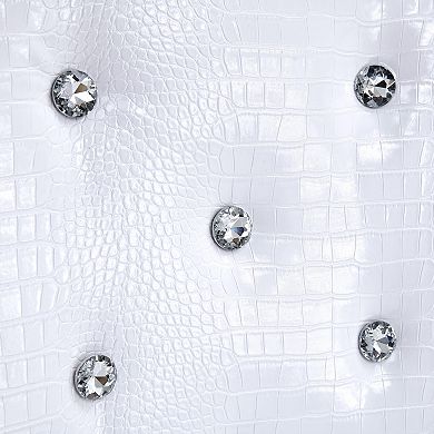 Loheer Retro Alligator Grain Upholstered Dining Chairs with Crystal Buckles Set of 4