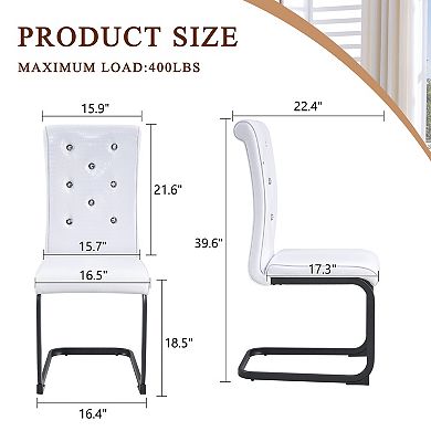 Loheer Retro Alligator Grain Upholstered Dining Chairs with Crystal Buckles Set of 4