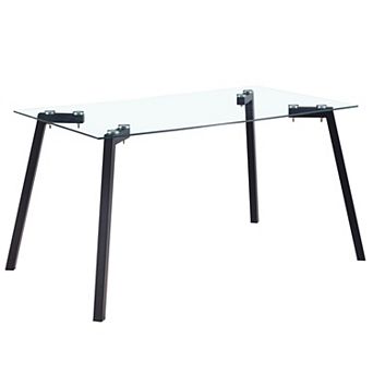KWPZQEB Modern Minimalist Dining Table with Tempered Glass Tabletop & Metal Legs for Kitchen