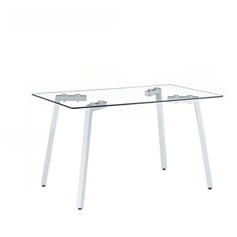 KWPZQEB Modern Minimalist Dining Table with Tempered Glass Tabletop & Metal Legs for Kitchen