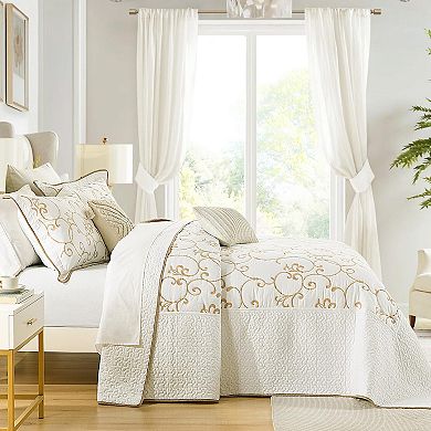 Embroidered Plant Pattern Cotton Oversized Bedspread