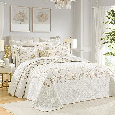Embroidered Plant Pattern Cotton Oversized Bedspread