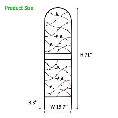 Loheer 2 Pack Metal Garden Trellis for Climbing Plants with Bird Decor Rustproof Black
