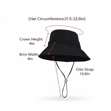 Wide Brim Sun Hat with Chin Strap Adjustable Fit UV Protection Bucket Hat