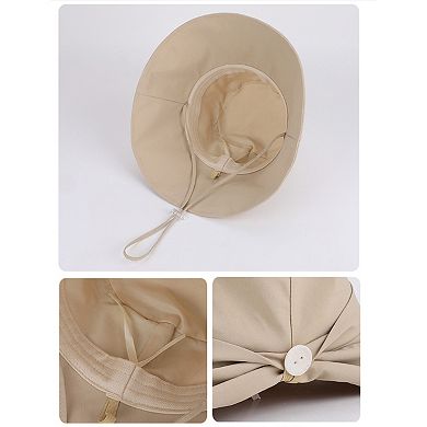 Wide Brim Sun Hat with Chin Strap Adjustable Fit UV Protection Bucket Hat