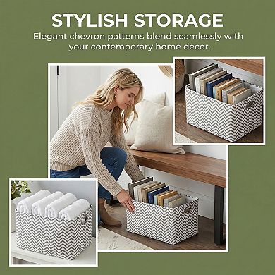 Large Fabric Storage Bin with Handles for Shelves Closet, 3 Pcs Collapsible Storage Basket