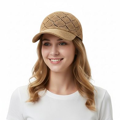 Women Woven Straw Baseball Hat Breathable Mesh Cap Lightweight Summer Sun Visor