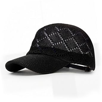 Women Woven Straw Baseball Hat Breathable Mesh Cap Lightweight Summer Sun Visor