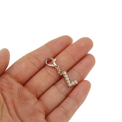 Faux Pearl Letter Shoelace Charms Gold Tone Beige 6 Pcs