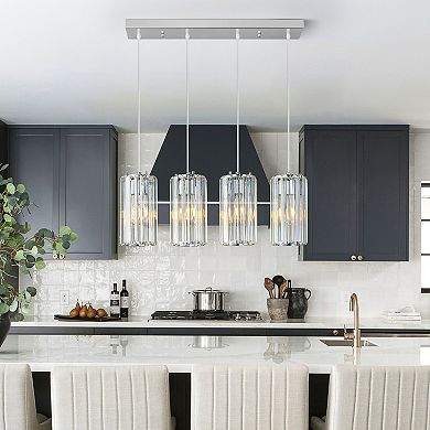Modern Crystal Mini Pendant Light, Adjustable Fixture for Kitchen Island Dining Bedroom