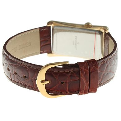 Peugeot Mens 40x24 mm Large Vintage Remote Sweep Leather Strap watch