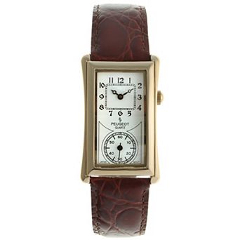 Peugeot Mens 40x24 mm Large Vintage Remote Sweep Leather Strap watch