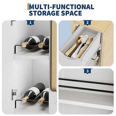 Folding Dining Table with Storage, Folding Kitchen Table with 6 Wheels, Compact Dining Table