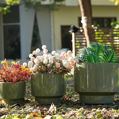 KWPZQEB Handmade Solid Glaze Ceramic Planter Set of 3 with Breathable Porous Clay
