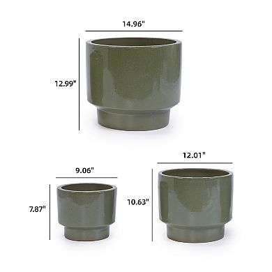 KWPZQEB Handmade Solid Glaze Ceramic Planter Set of 3 with Breathable Porous Clay