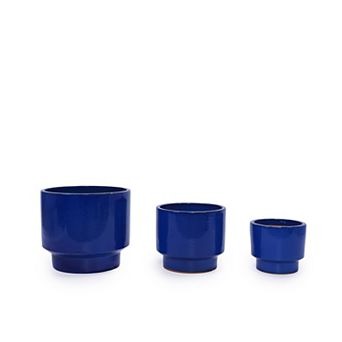KWPZQEB Handmade Solid Glaze Ceramic Planter Set of 3 with Breathable Porous Clay