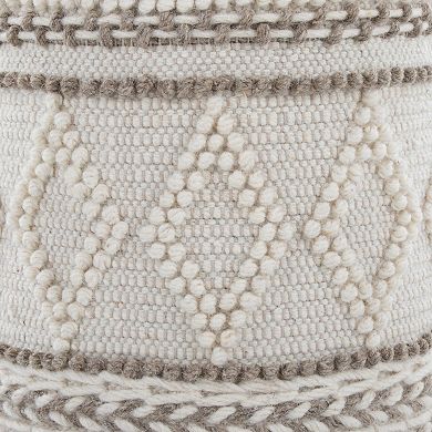 Loheer Handwoven Wool Tufted Knotted Storage Ottoman Accent Stool