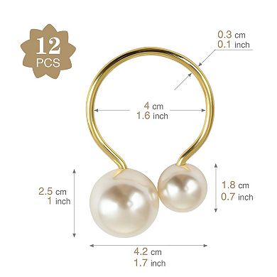 Set of 12 metal napkin rings for table decoration, 1.6 inches in diameter