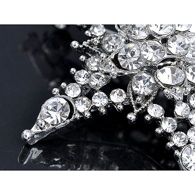 Silvery Tone Clear Crystal Colored Rhinestones Twinkle Bling Star Brooch Pin