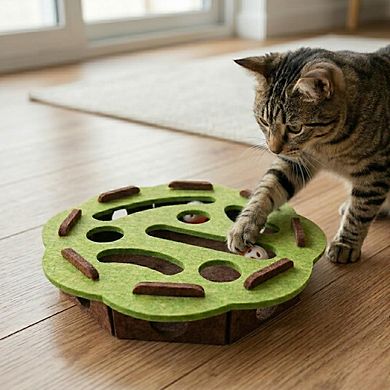 Interactive Cat Puzzle Toy Felt Treat Maze Enrichment Toy for Indoor Cats
