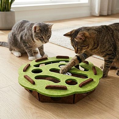 Interactive Cat Puzzle Toy Felt Treat Maze Enrichment Toy for Indoor Cats