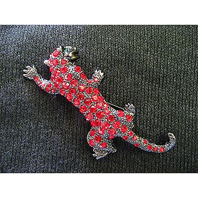 Ruby Red Austrian Crystal Rhinetone Leopard Animal Fashion Jewelry Pin Brooch