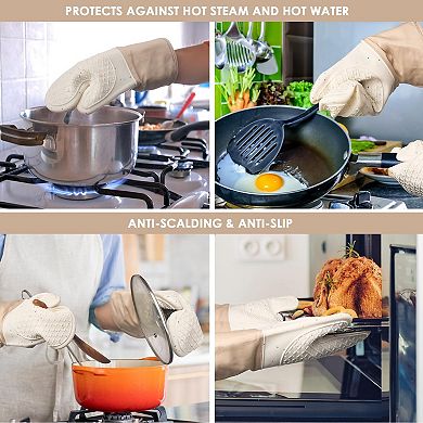 Oven Mitt and Pot Holder Set Heat Resistant 500°F