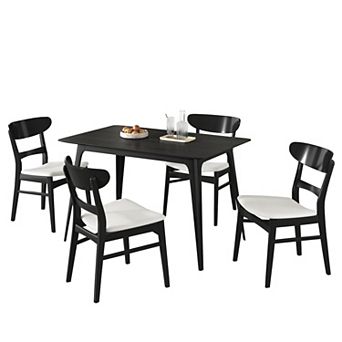 Pnronnc Kitchen Table Set 5 pc Dining Table Set with One Table and 4 Upholstered Chairs