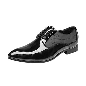 Men's Patent Leather Floral Oxfords Formal Lace-Up Dress Shoes